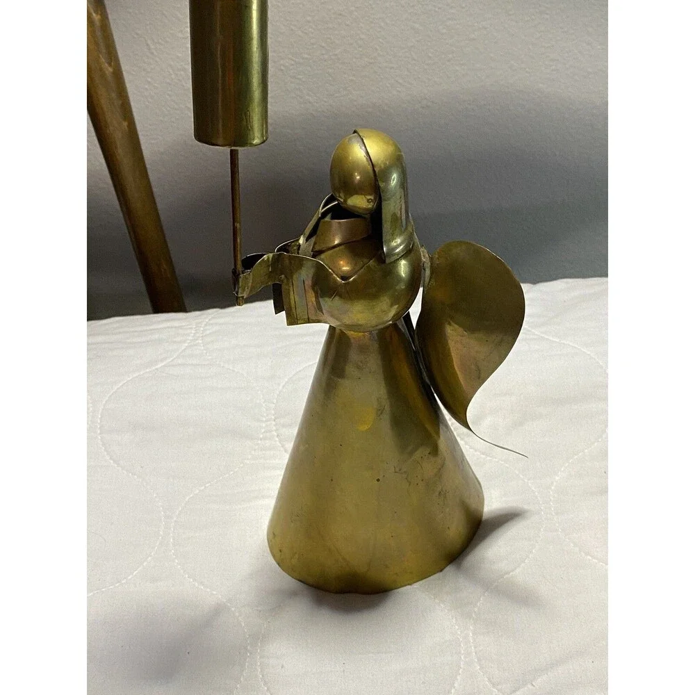 Brass Angel Candle Holders Jaipur? India Brutalist Style - 2 Qty. Heavy Brass